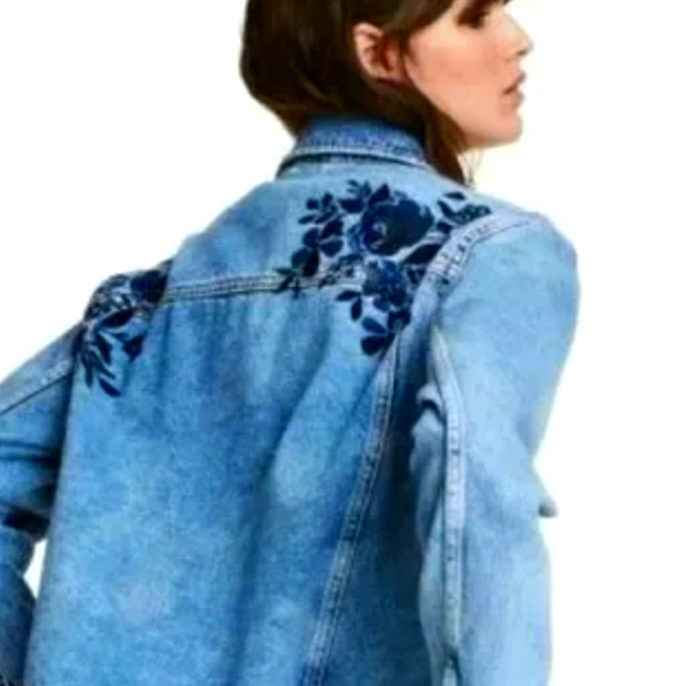 HM❤️COACHELLA EMBROIDERED JEAN JACKER SIZE MÉDIUM WOMENS